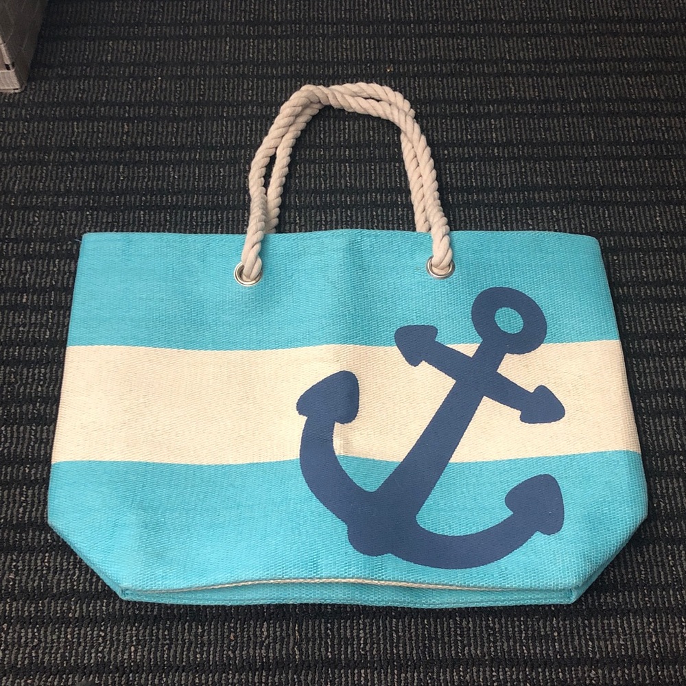 💙 Nautical Anchor Stripe Beach Tote